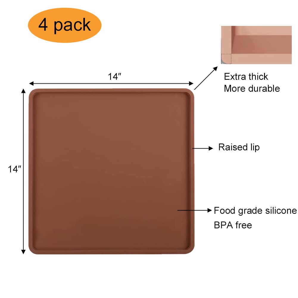 4 Pcs Extra Thick Silicone Dehydrator Sheets With Edge   Silicone Fruit Vegetables Leather Dehydrator Trays For Liquids   Trays