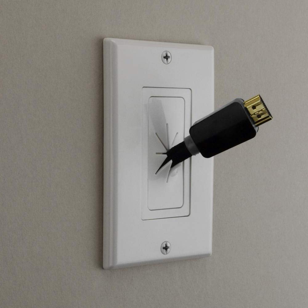 Cmple   Decora Wall Plate 1 Gang Insert With Flexible Opening Single Gang Decor Wall Plate   White   (10 Pack)