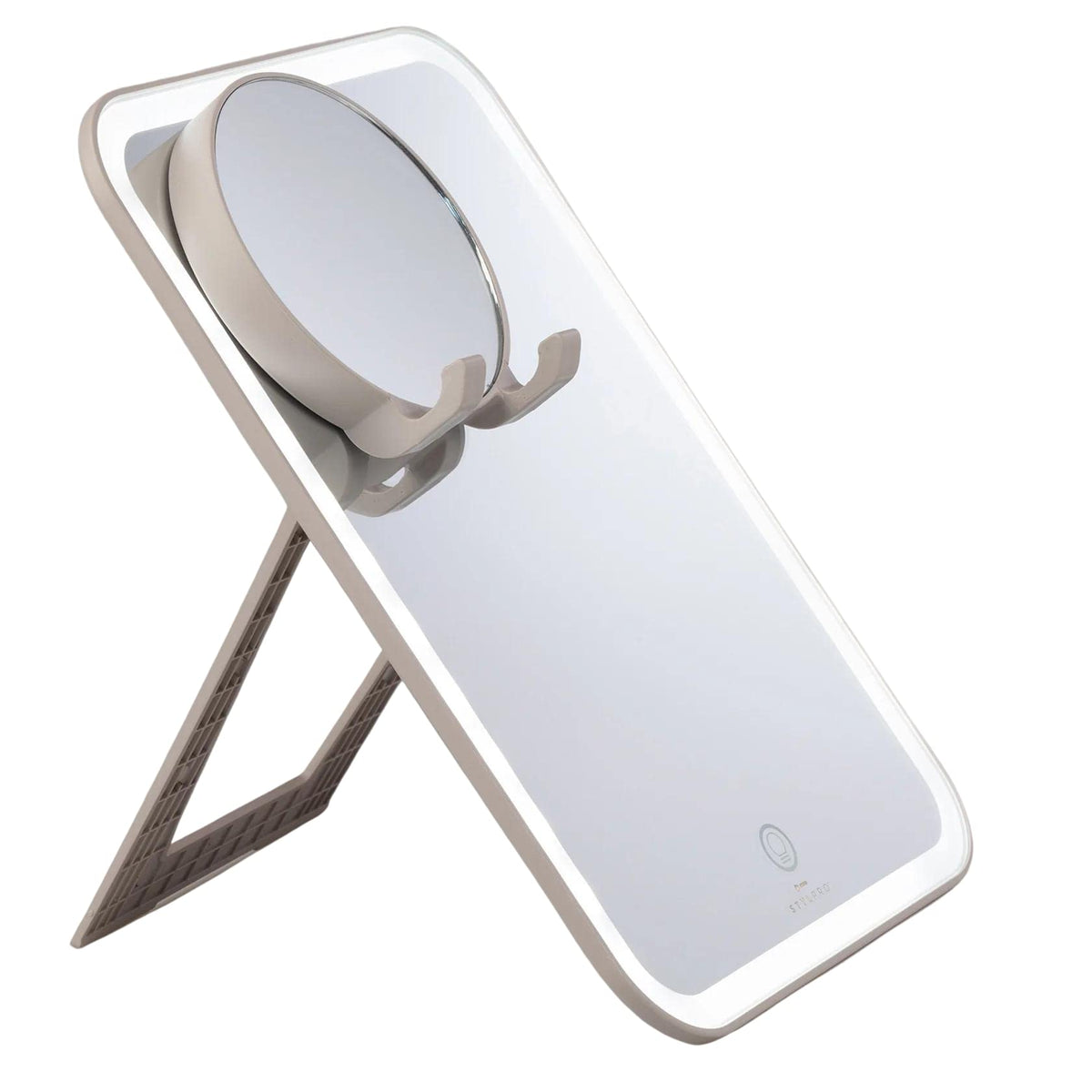 Stylpro Glow And Behold Mirror With Led Lights  Magnetic 10X Magnifying Mirror  Touch Screen Button  Phone Holder  Usb Charging