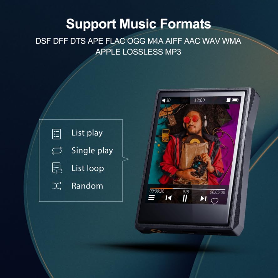 Surfans Hifi Mp3 Player With Bluetooth: F22 Full Touch Lossless Music Player   Portable High Resolution Dsd Digial Audio Player 32Gb Memory Expandable Up To 1Tb