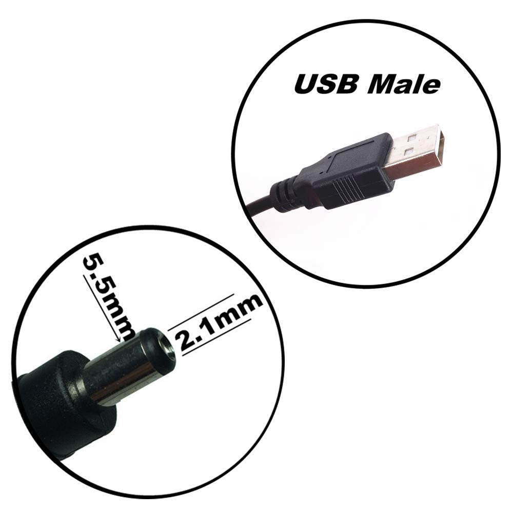 Dzydzr 3 Pcs 1M Extension Cable Usb To Dc Cable   5V Usb 2.0 Port Male To Dc 5V Male 5.5Mm X 2.1Mm Power Cord (3.3Ft)