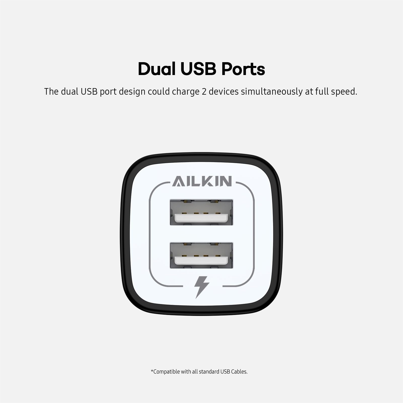 Usb Wall Charger, Charger Block, Ailkin 2.1A Multiport Fast Charge Power Brick Cube For Ipad, Iphone, Samsung Galaxy, Google Pix