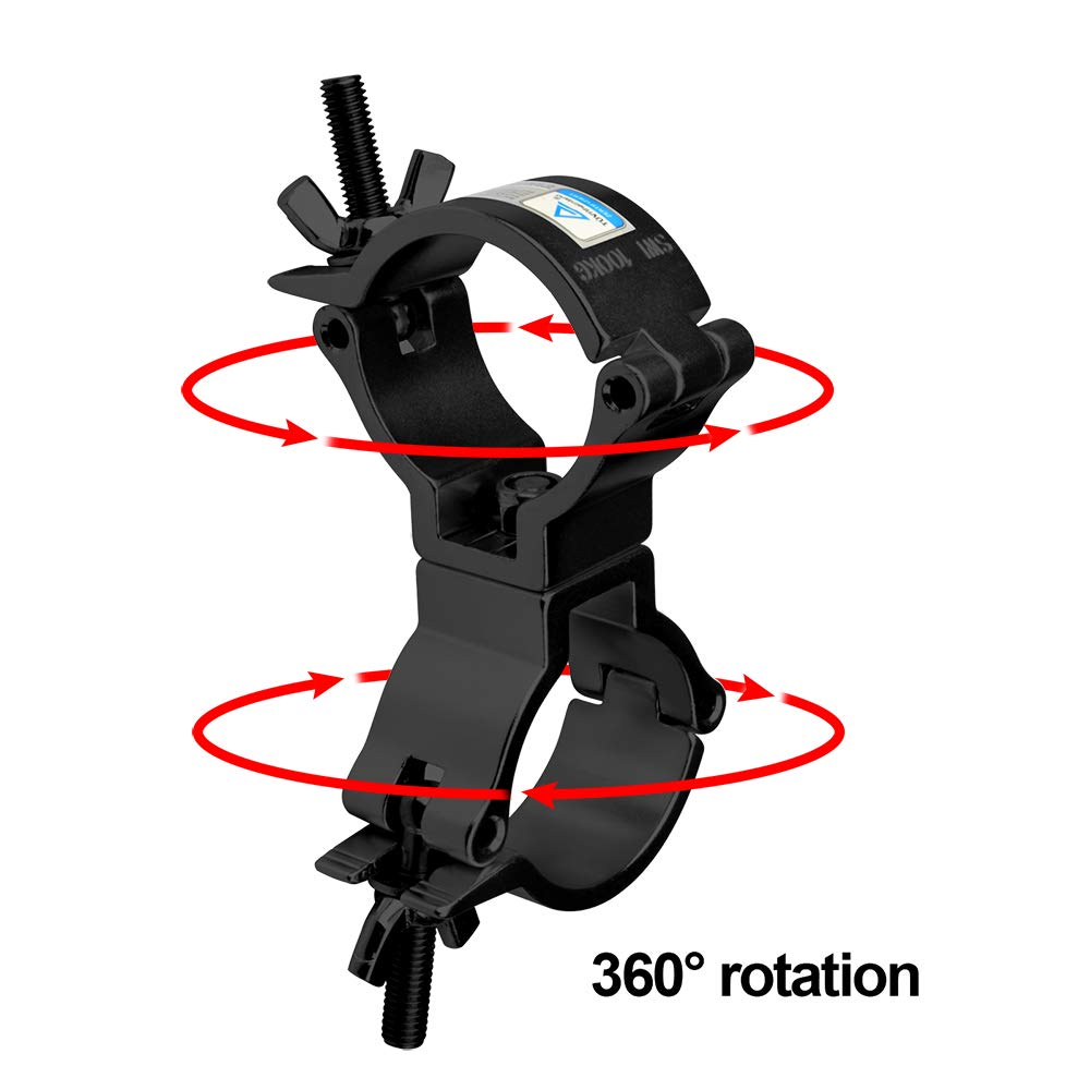 Gbgs Dj Truss Swivel Clamp 2 Inch Aluminum Alloy 220 Lbs For Od 2'' (50.8Mm) Pipe F34 4 Pack (Black)