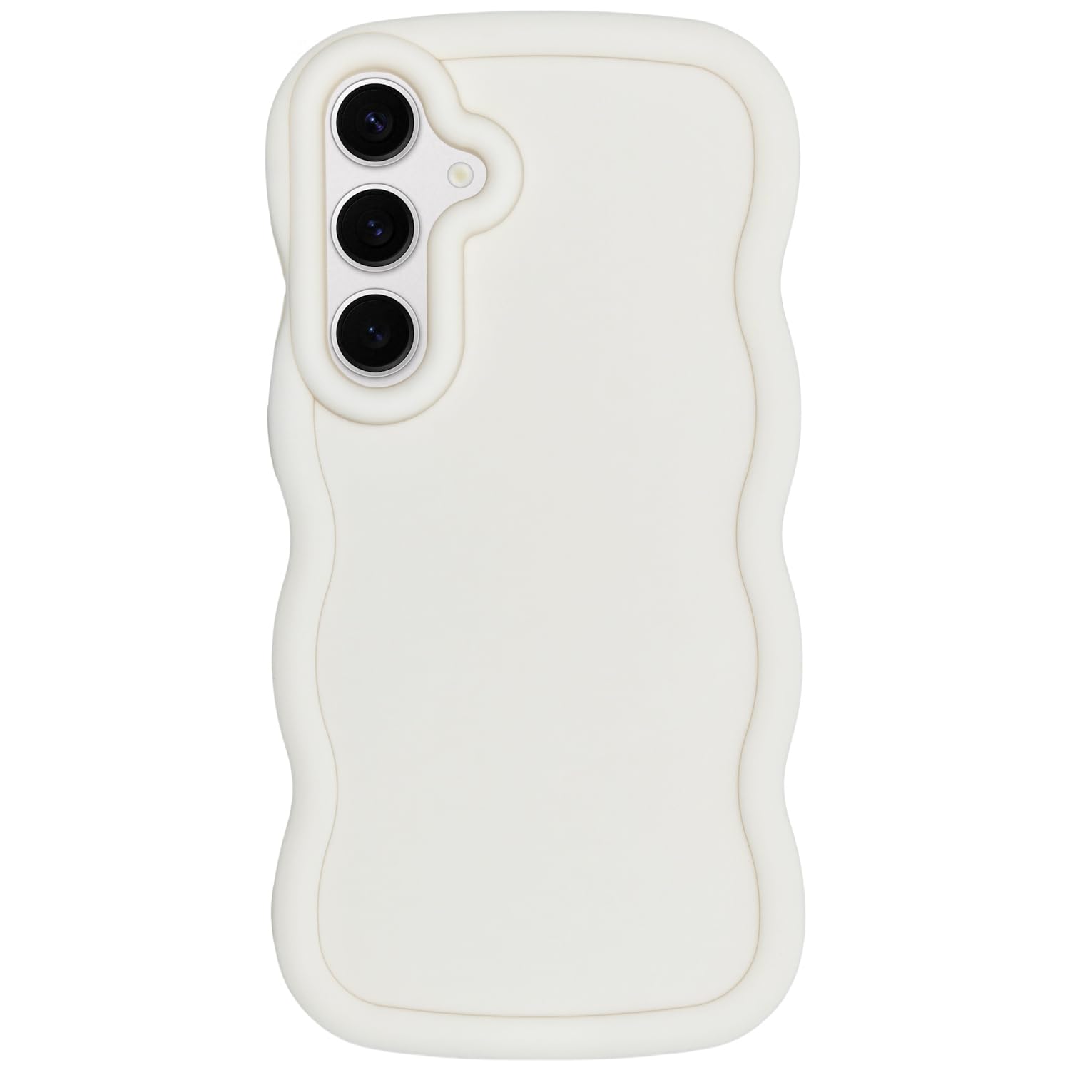 WOGROO Slim Fit Case for Samsung Galaxy A55 5G, Wave Frame, Cute Soft TPU Thin Protective Phone Cover for Women, Creamy White