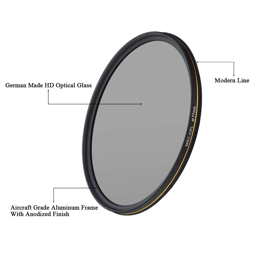 Lenskins 77Mm Cpl Circular Polarizing Filter, 30 Layer Multi Resistant Nano Coated Polarizer Filter With Hd Optics Glass, Ultra