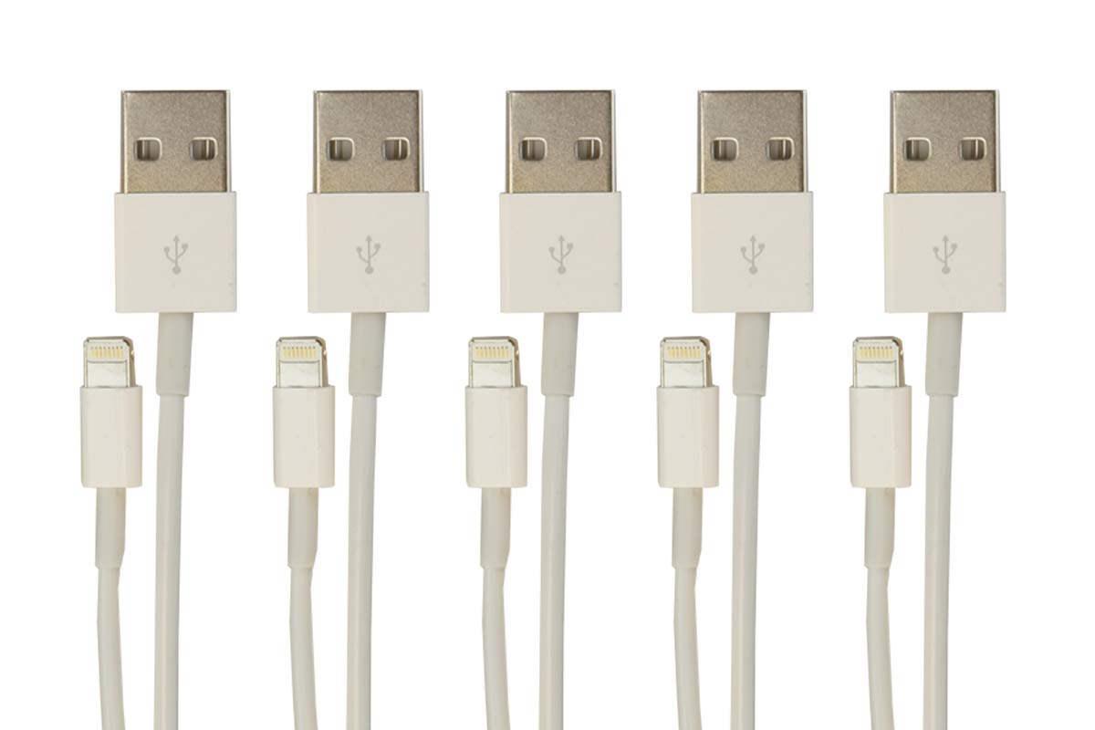 VisionTek Lightning to USB Charge & Sync Cable 900759 White 1 Meter 5 Pack