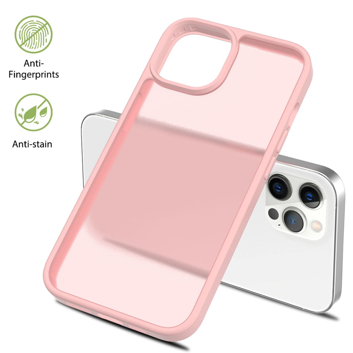 Tenoc Phone Case Compatible With Iphone 14 Pro Max, Pink Case Translucent Protective Bumper Matte Hard Back Cover For 6.7 Inch