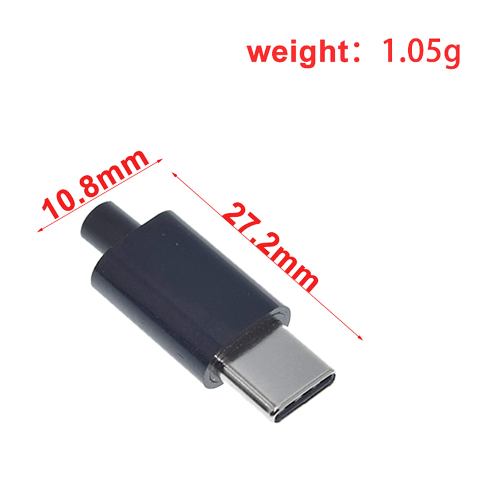 Anmbest 10Set Usb 3.1 Type C Male Connector 24 Pin Welding Data Line Interface 24P Pcb Board Support Module (Black)