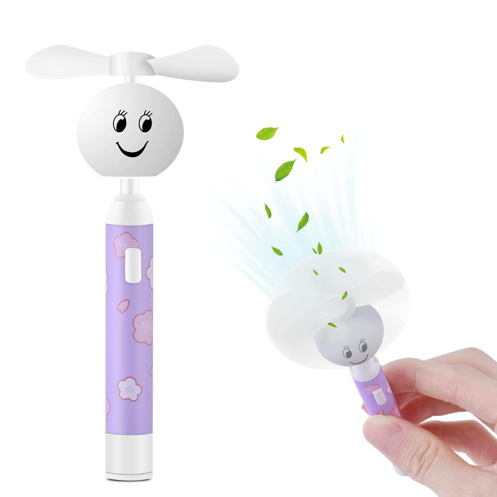 Honiha Handheld Mini Fan, Small Portable Pocket Fan, Creative Smiley Face Shaped Personal Fan Replaceable Battery Hand Held Fan