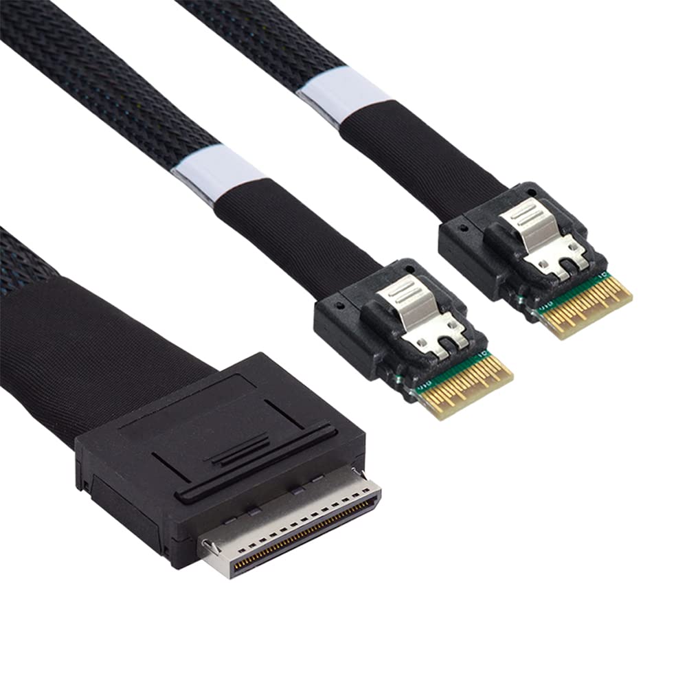 Cablecc 50Cm Oculink Pcie Pci Express Sff 8611 8X 8 Lane To Dual Sff 8654 Slimline 4X Ssd Data Active Cable
