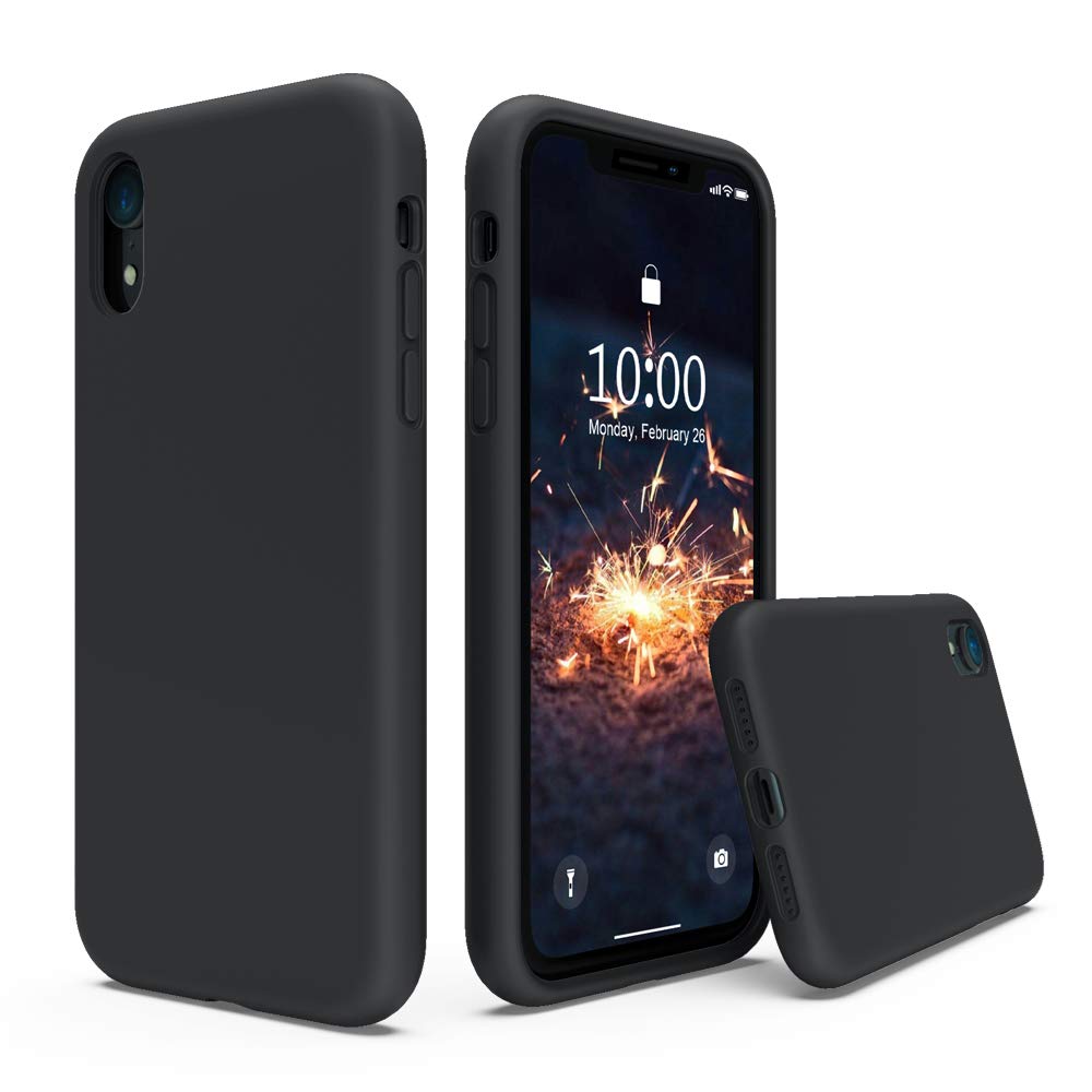 SURPHY Compatible with Phone XR Case, Thickened Liquid Silicone Phone Case (with Microfiber Lining) for Phone XR 6.1 inches, Bla