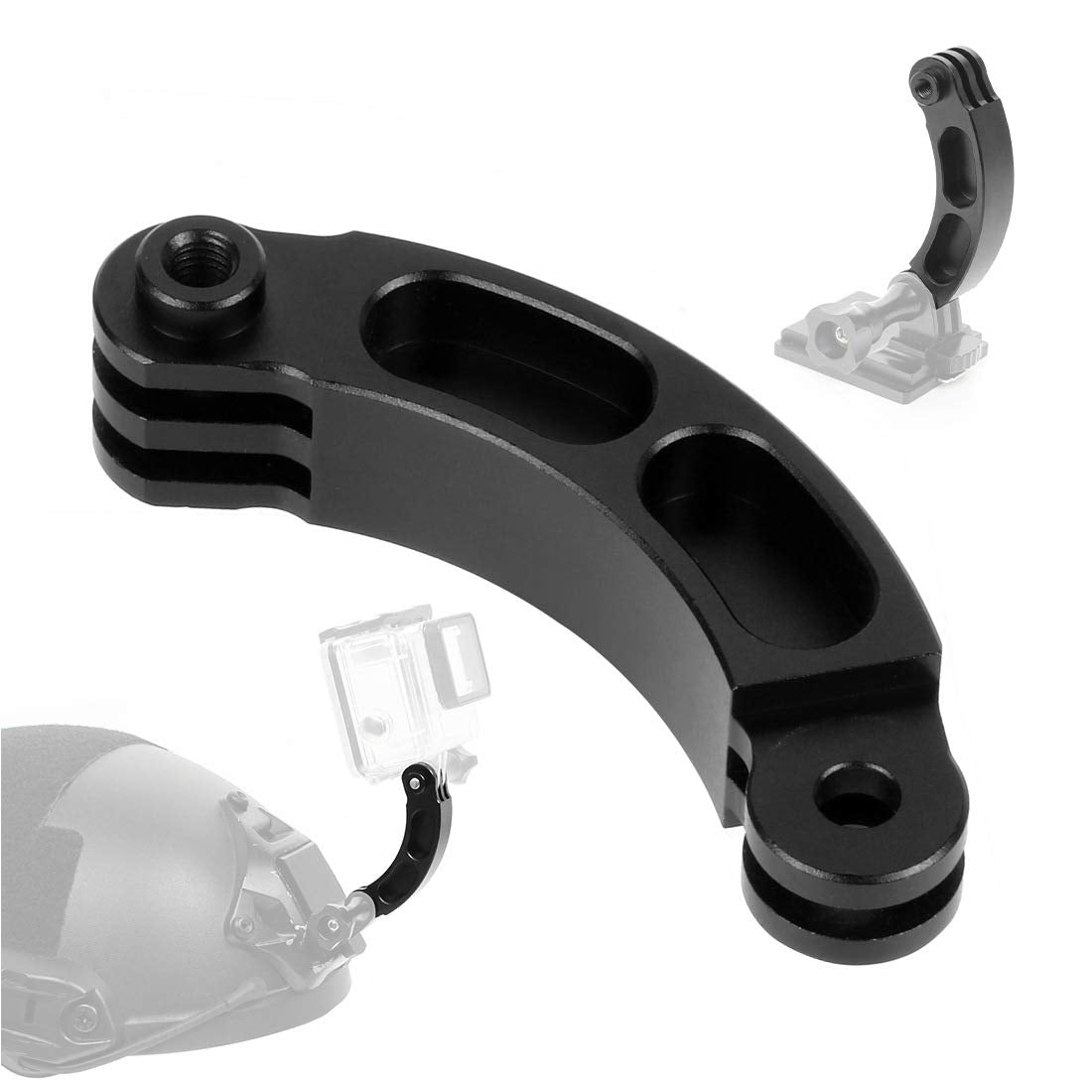 Aluminum Alloy Curved Extension Pivot Arm Mount For Gopro Hero 4 5 6 7 8 9 10 11 Black Silver Session, Akaso/Campark/Yi & Other