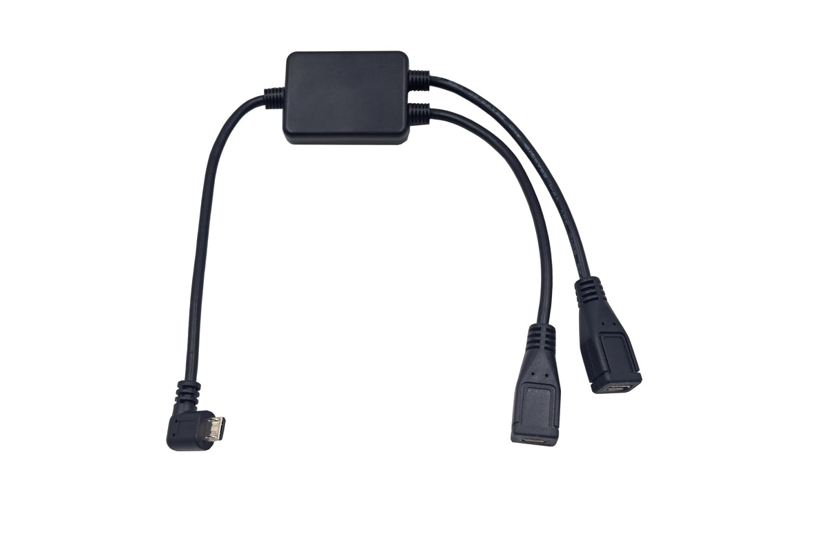 Kework Micro Usb 5 Pin Splitter, 30Cm Left Angle Micro Usb Splitter Cable, 2 Ports Micro Usb Hub 1 Male To 2 Female Extension Sp