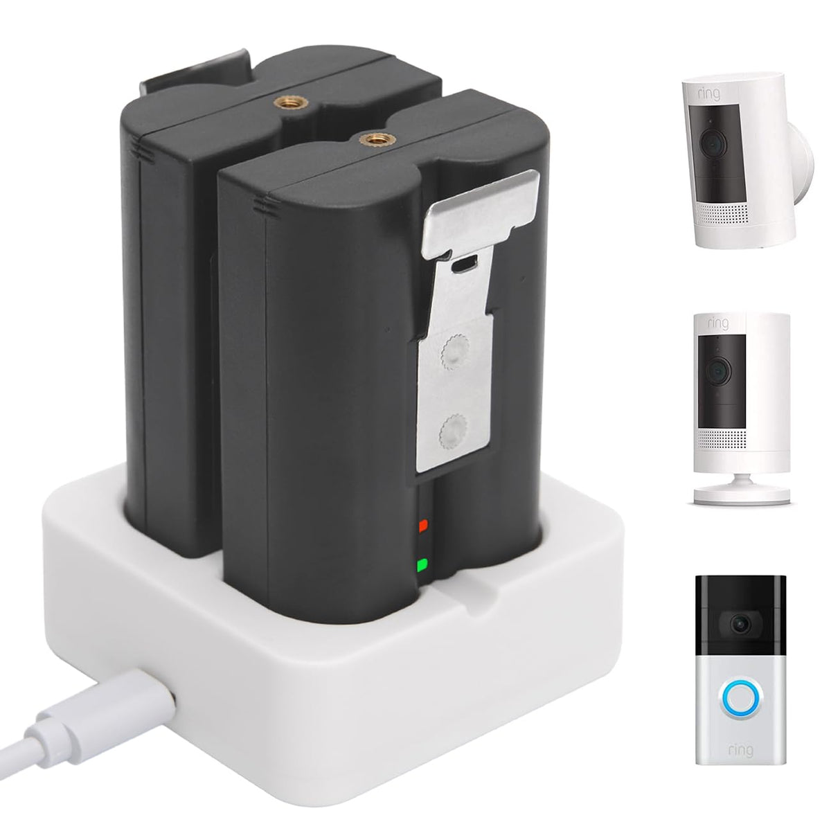 2-Pack 6040Mah Replacement Battery With Charger Station For Ring-Doorbell 2/3/4, Spotlight Camera & Stick Up Cam Indooor And Out