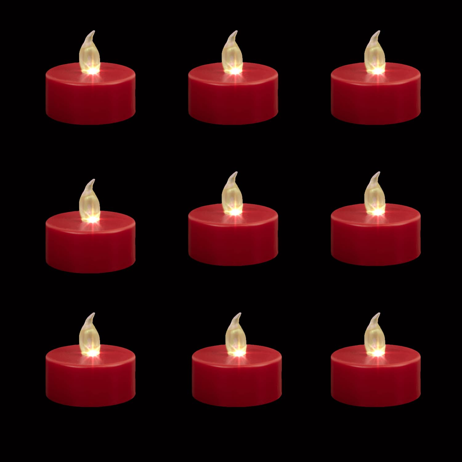 Boakboary Tea Lights Flameless Battery Operated Candles 50 Pack Red Led Electric Flickering Votive Candle Long Lasting 200 Hours