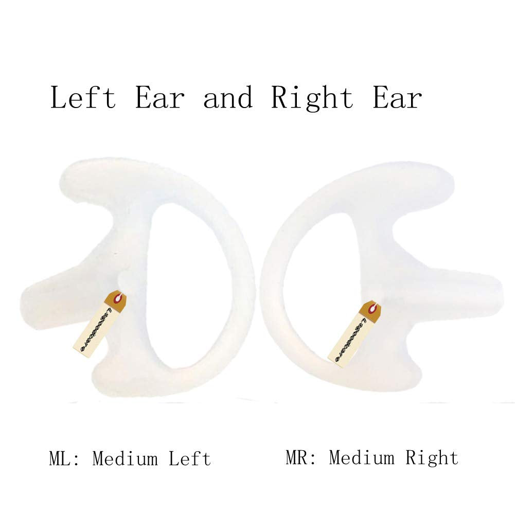 Lsgoodcare 20Pcs Replacement Earmold Earbud (Left And Right Ear) For Two Way Radio Acoustic Coil Tube Earpiece, Walkie Talkie Earmould Ear Buds White Medium, Soft Silicone Ear Pieces