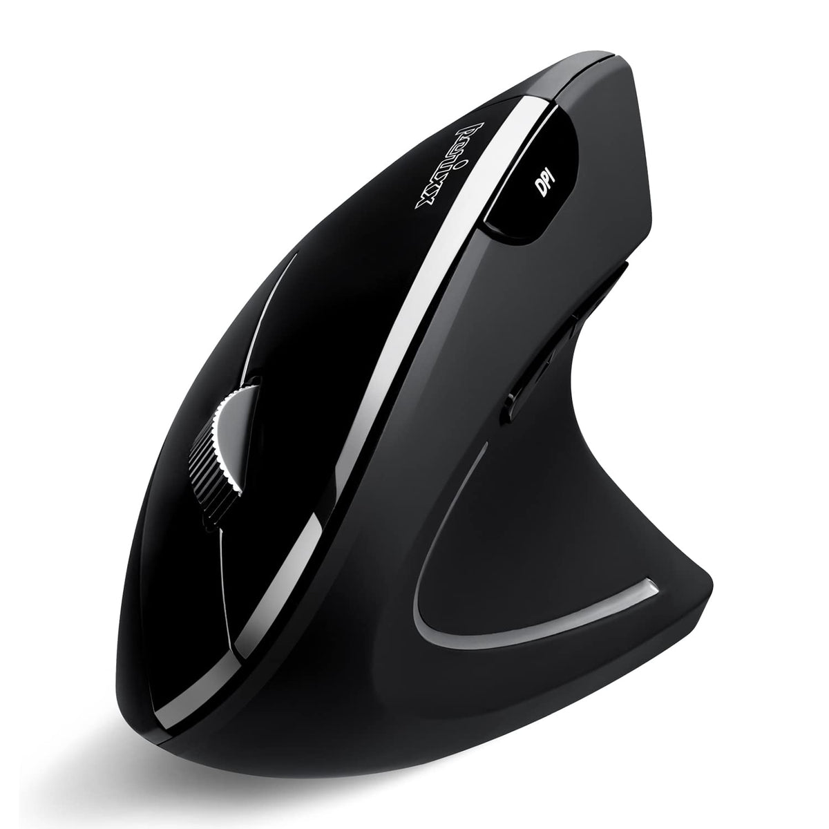 Perixx Perimice 813B Bluetooth Vertical Mouse   Wireless 3 In 1 Multi Device Technology   Travelling Carry Bag   Black   Right H