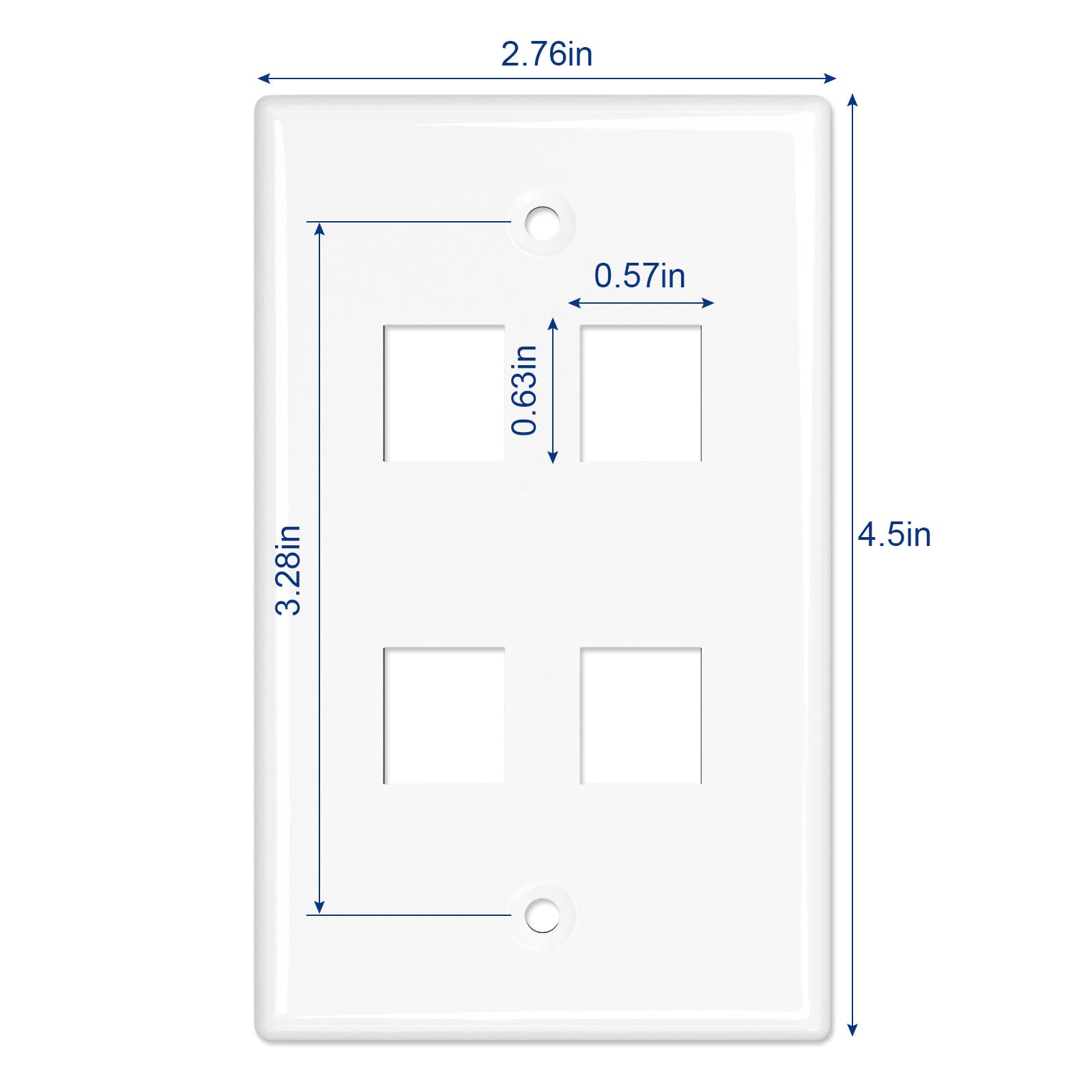 Iwillink 4 Port Keystone Jack Wall Plate 10 Pack, Low Profile Ethernet Wall Plate Single Gang Wall Plates For Keystone Jack, Whi