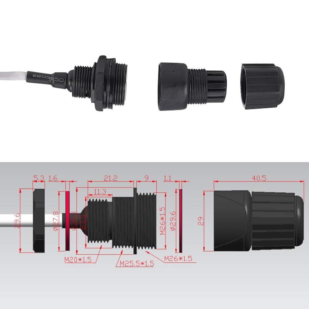 Anmbest 5Pcs M25 Rj45 Waterproof Cat5/5E/6 8P8C Connector Ip67 Ethernet Lan Cable Connector Double Head With Shield Cat5E Networ