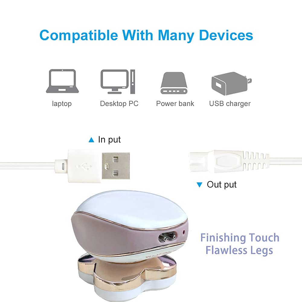 Liansum Replacement Finishing Touch Flawless Legs Charger Cord Ladies Legs Razor Shaver Usb Cable, Women Electric Trimmer 5V Pow
