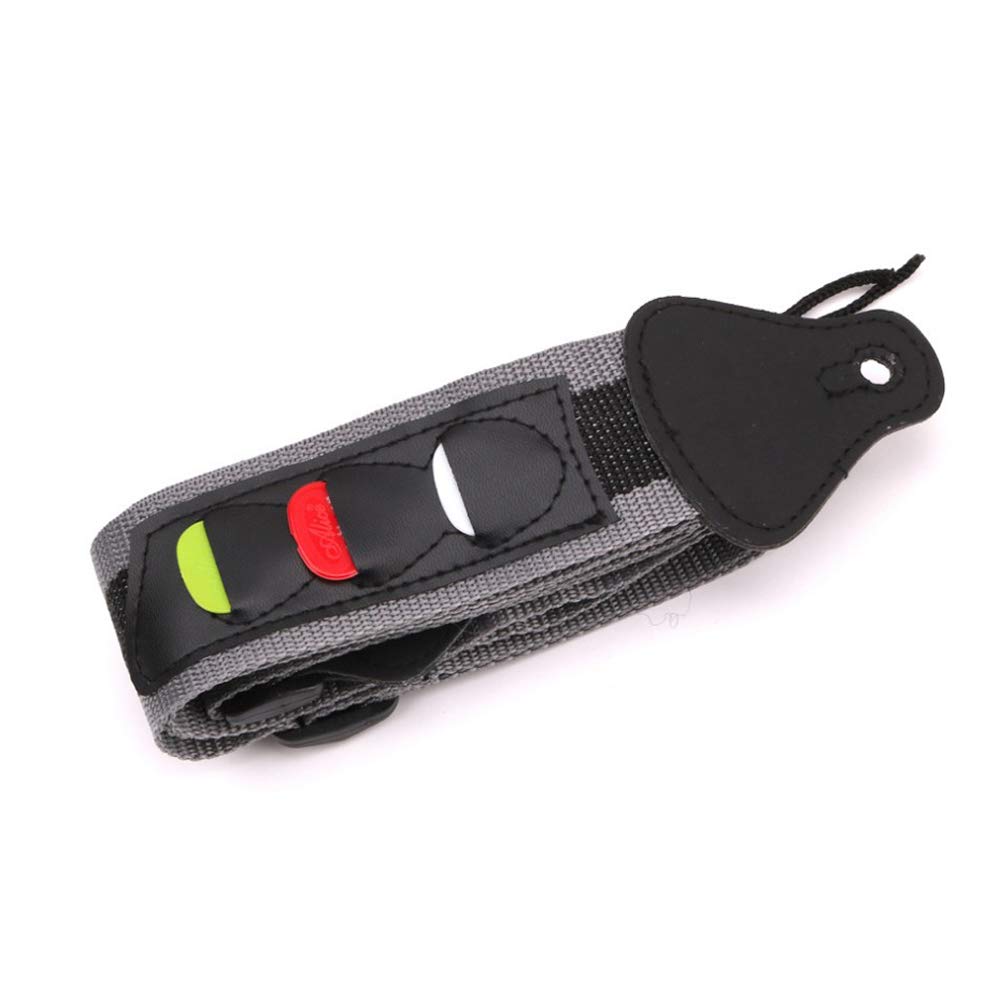 Adjustable Electric Guitar Strap Black with 3 Plectrums Guitar Pick Holders PU Leather Ends Acoustic Guitar Bass Strap Belt Musi