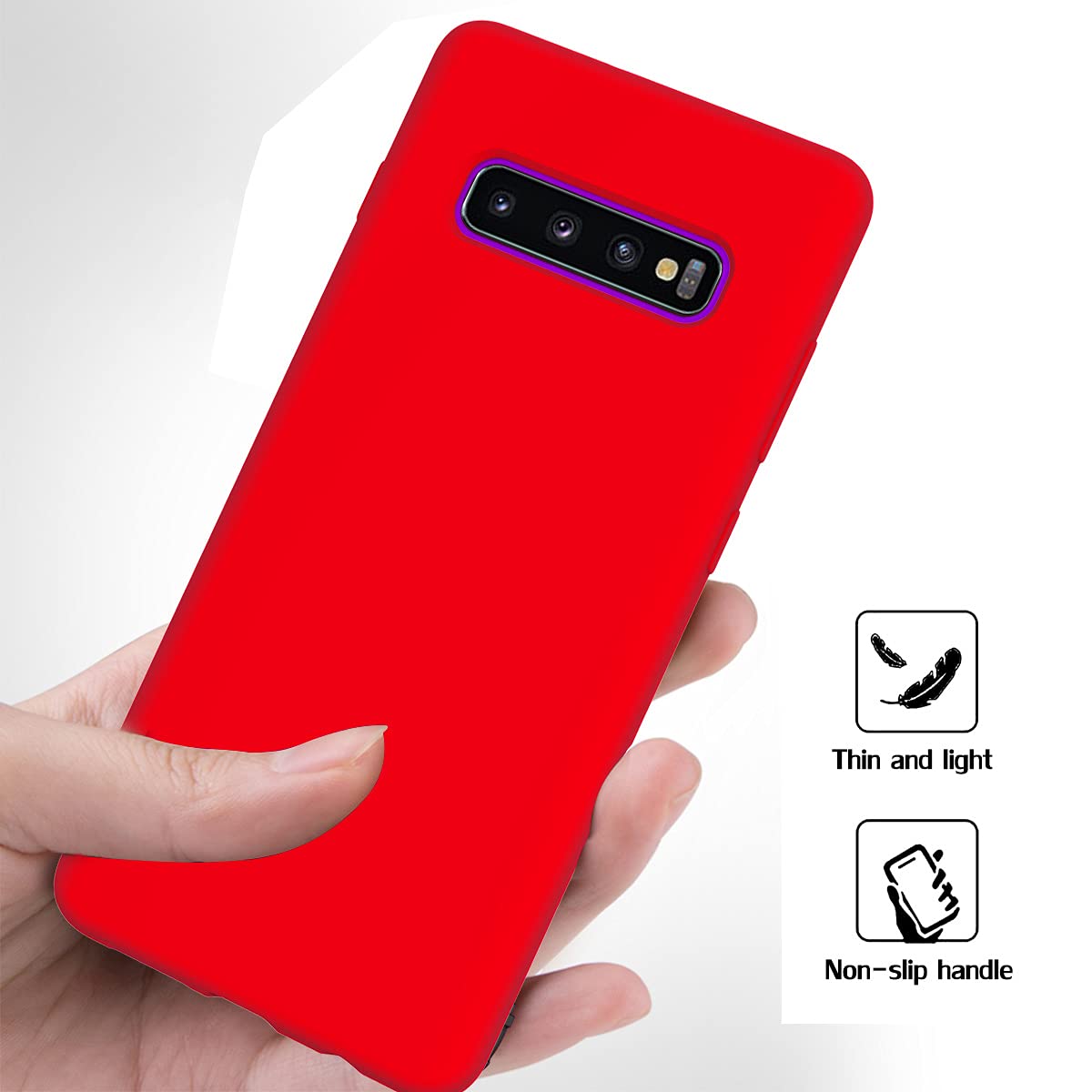 Meifei Samsung Galaxy S10 Plus Rubber Case, Liquid Silicone Case For S10+ Dual Layer Hybrid Hard Pc Soft Silicone Gel Rubber Bum