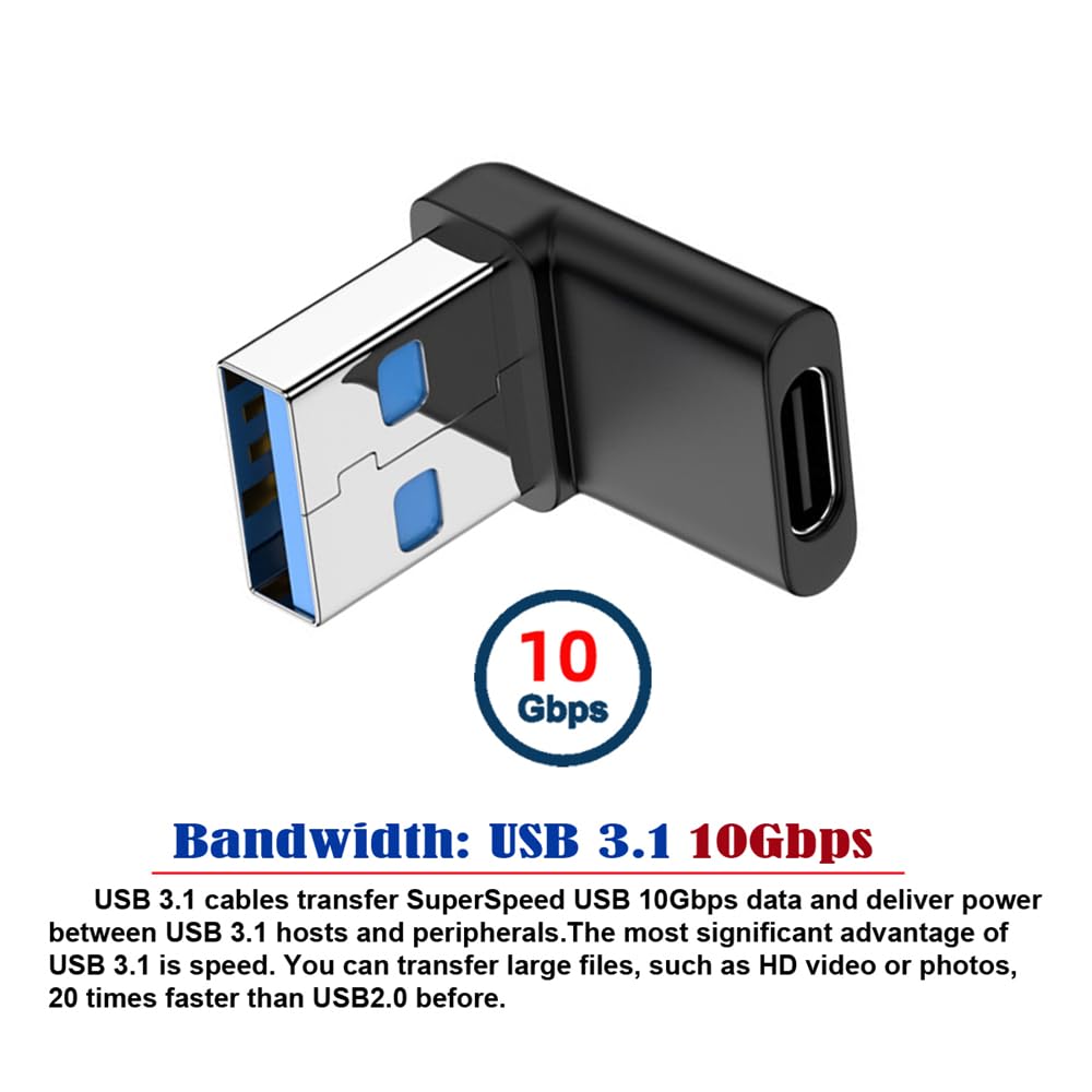 Nfhk Usb C Type C Female 90 Degree Down Angled To Usb 3.0 A Male Data Adapter For Laptop Desktop