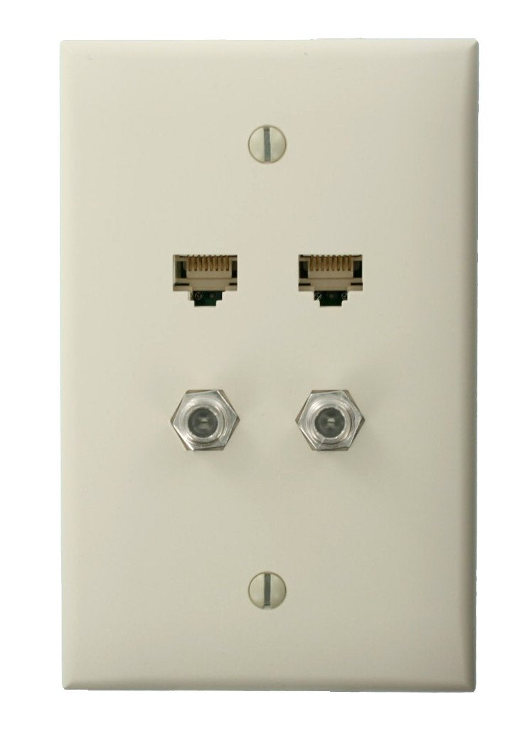 Leviton 5EA10 M4T 2 Data Ports QuickPlate Mid Size 1 Gang Wallplate, Light Almond