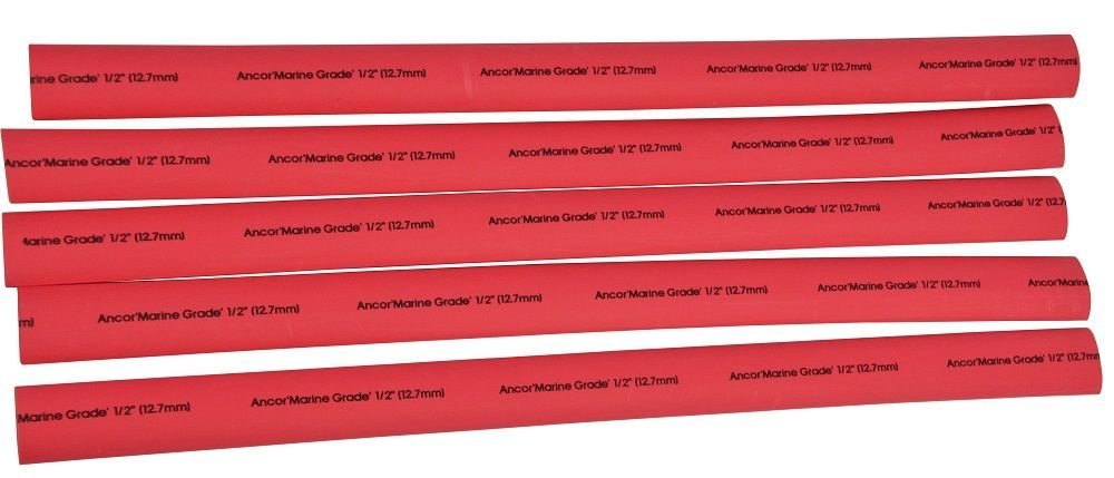 Ancor 304606 Marine Grade Electrical Adhesive Lined Heat Shrink Tubing (3/8-Inch Diameter, 6-Inches Long, Red, 5-Pack)