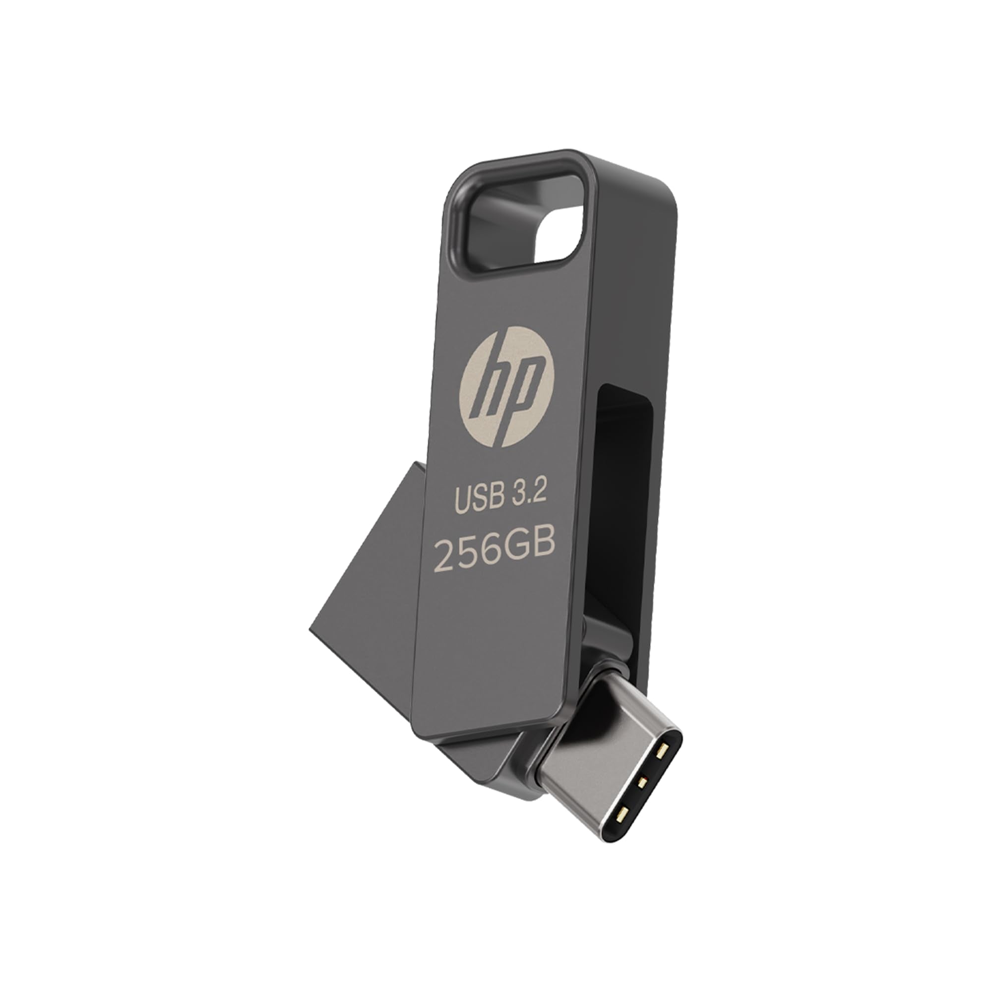 Hp 886C 256Gb Otg Flash Drive 3.2 Rock/Metallic Swivel Design/Durable Metal Material