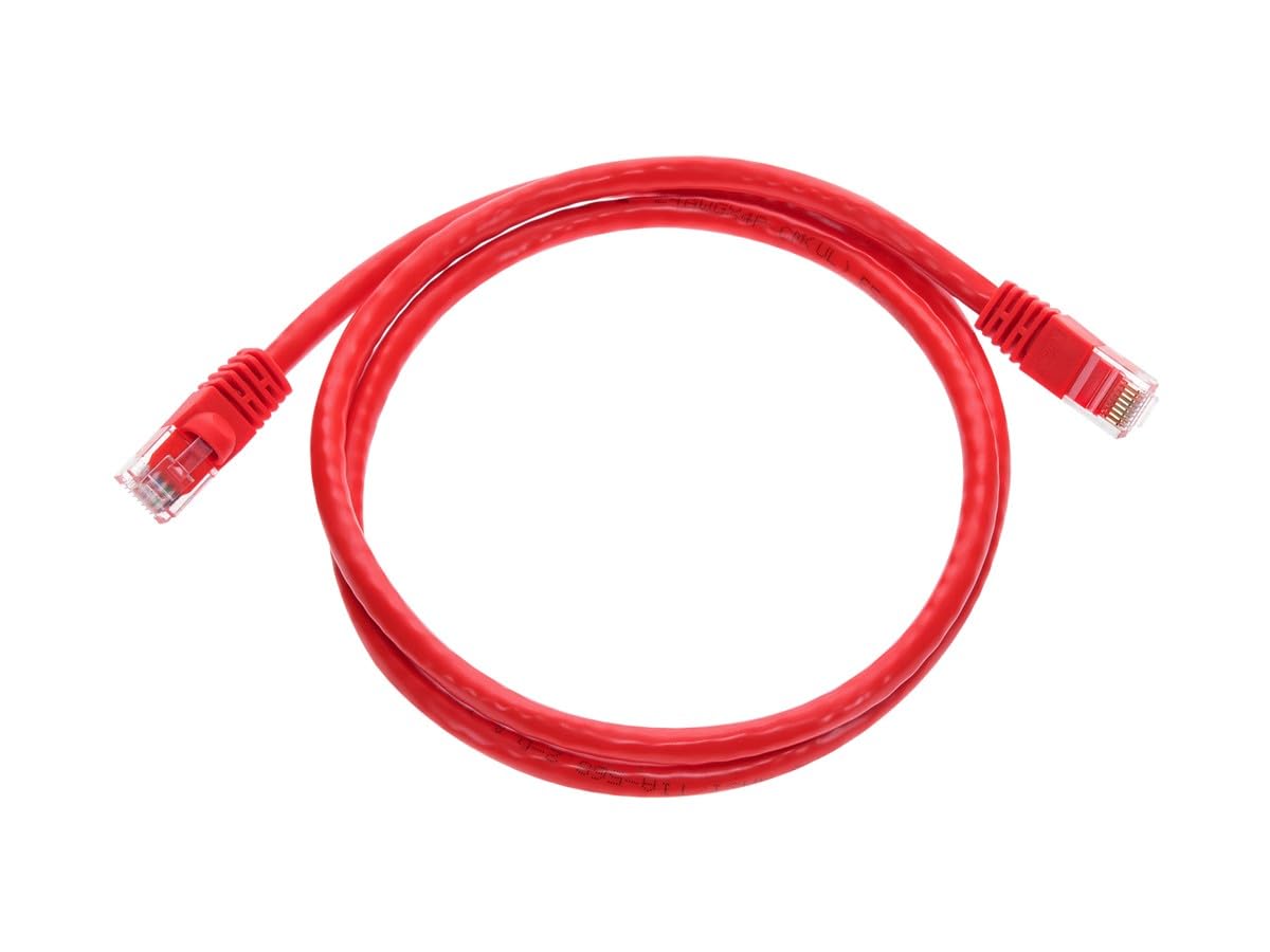 Monoprice Cat6 Ethernet Patch Cable   Snagless Rj45, Pure Bare Copper, 550Mhz, Utp, 24Awg, 3 Feet, Red   Fullboot Series