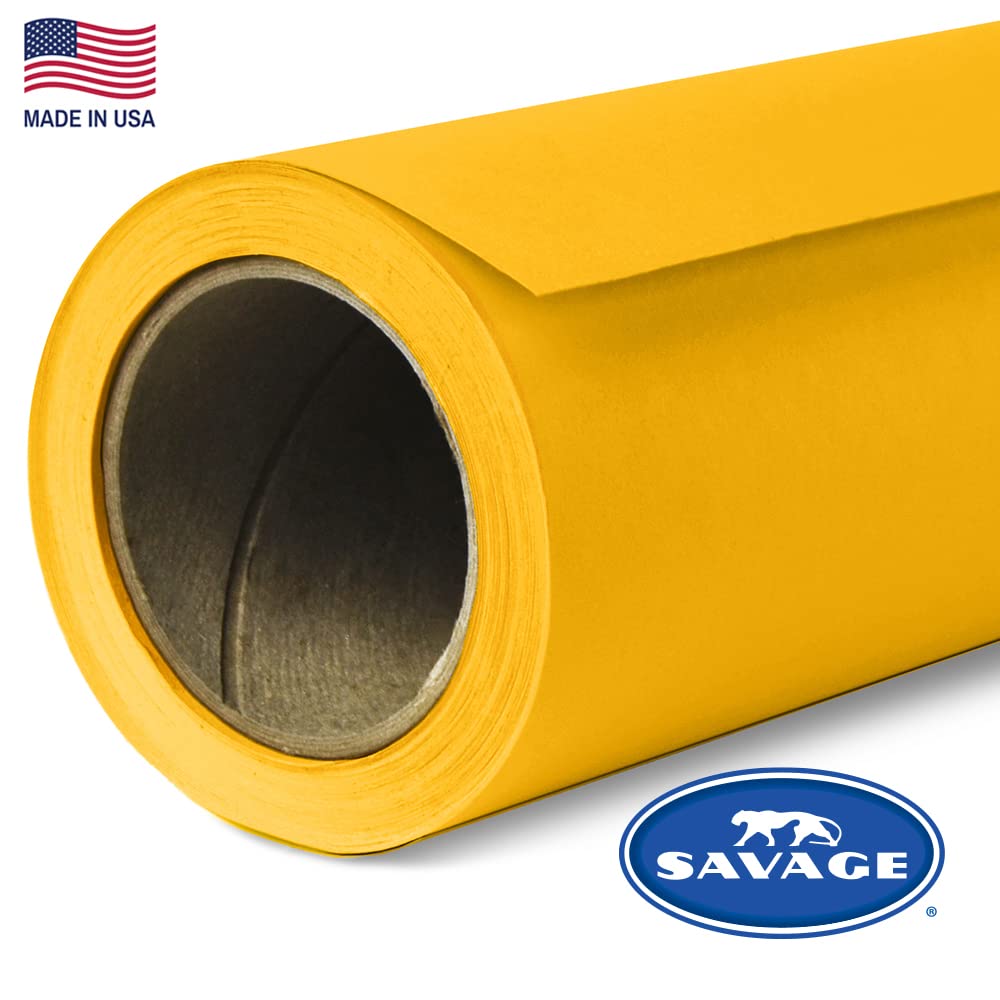 Savage Seamless Paper Photography Backdrop   Color #71 Deep Yellow, Size 86 Inches Wide X 36 Feet Long, Backdrop For Youtube Vid