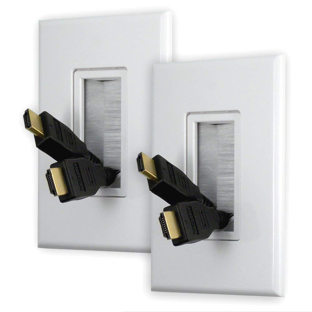 Powerbridge Solutions Pb Wpb 2 Cable Management Brush Wall Plate, Decora Style, Cable Pass Through, 2 Pack