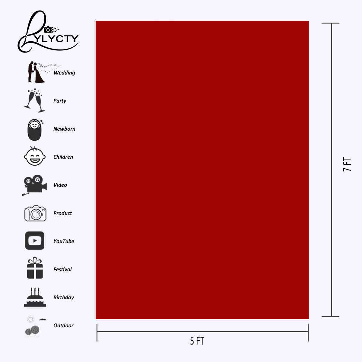 Lylycty 5X7Ft Photography Studio Non Woven Backdrop Bright Red Backdrop Solid Color Backdrop Simple Background Ly092