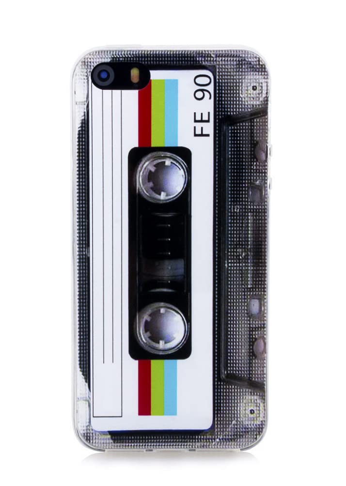 Fateam Case For Iphone 5 5S Se (2016),Matte Finish Heavy Duty Soft Back Cover With Tpu Soft Bumper Retro Cassette Tape Case Comp