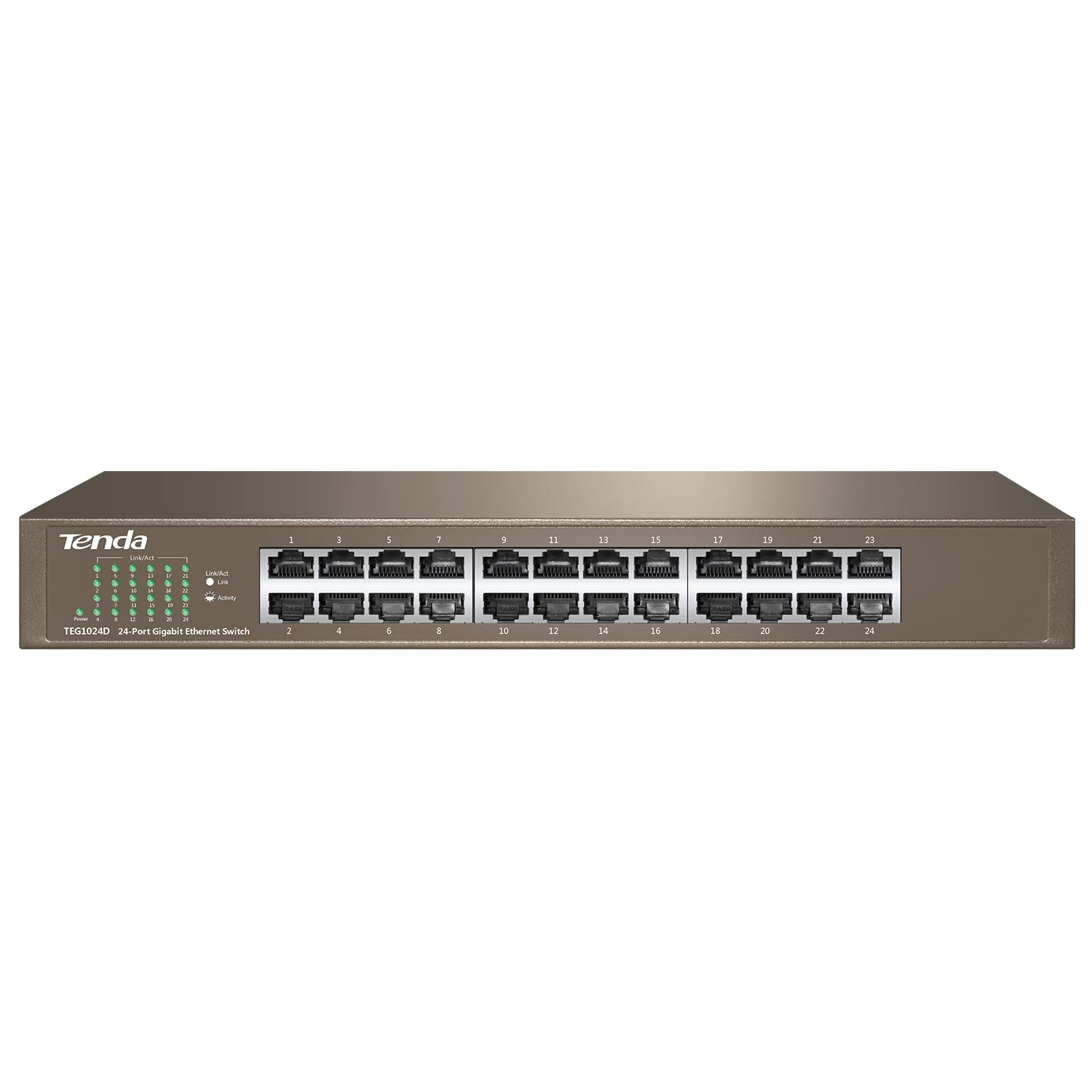 Tenda Teg1024D, 24 Port Gigabit Switch, Unmanaged Desktop Network Hub, Office Ethernet Switch, Fan Less Metal Design, Plug & Pla