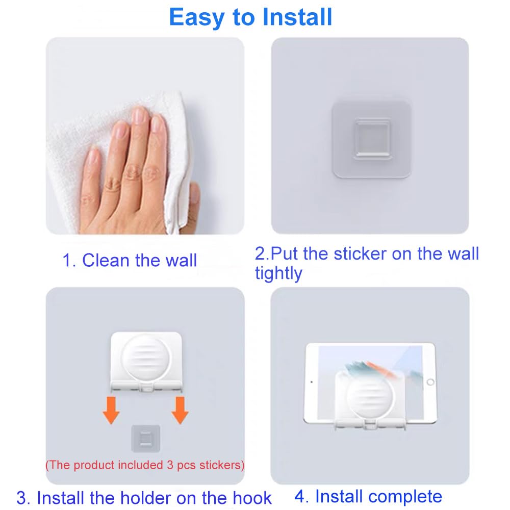 Upgraded Shower Phone Holder Tablet Wall Mount Phone Holder Removable,Self-Adhesive Mobile Cell Phone Tablet Holder For Bed Bath