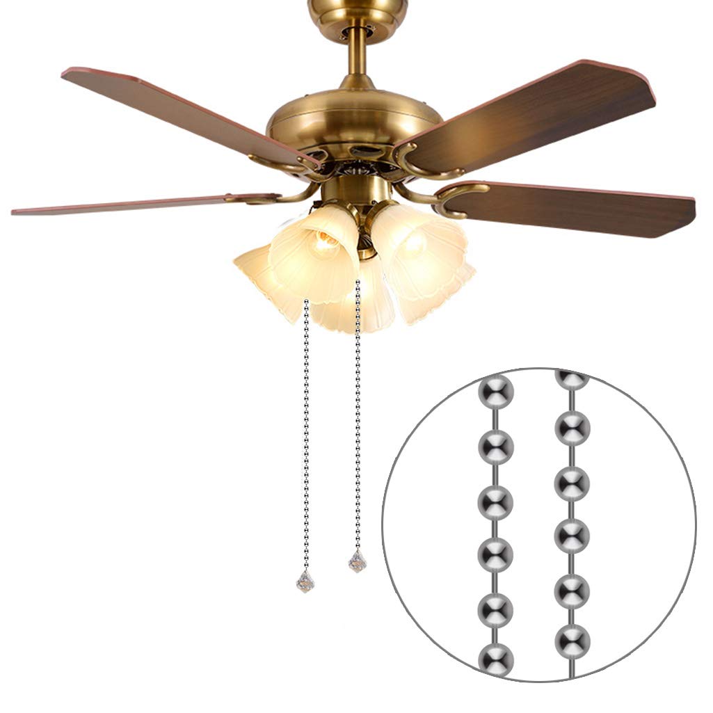 Beaded Pull Chain Extension With Connector, 20 Feet Beaded Roller Chain With 30 Connectors For Ceiling Fan Light Lamp (3.2Mm, Si