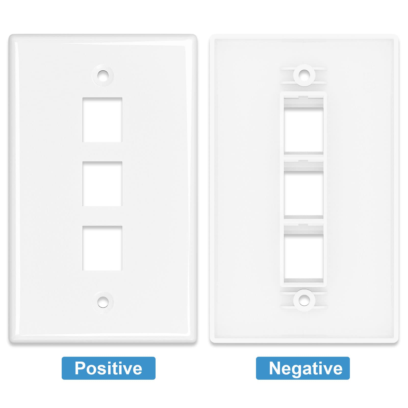 Iwillink (1 Pack) 3 Port Ethernet Wall Plate, Keystone Jack Wall Plate With Rj45 Keystone Inline Coupler Insert, Female To Femal