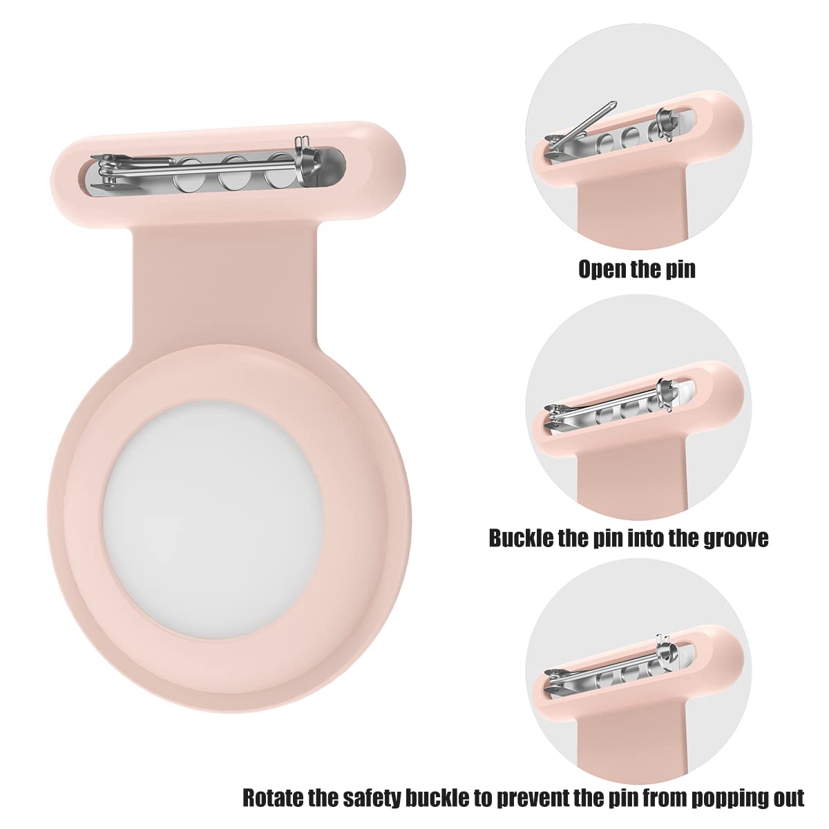 Airtag Holder With Safety Pin(2 Pack, Pink), Hidden Wearable Airtag Case With Brooch Clip For Clothes Of Kids, Teens, Elder. Better Substitute For Air Tag Gps Accessories Of Bracelet, Necklace