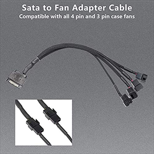 Xmsjsiy Sata To 3 Pin 4 Pin Fan Adapter,15Pin Sata To 4 X 3 Pin / 4 Pin 12V Pc Case Fan Splitter Extension Power Cable Adapter 28Cm 2Pcs