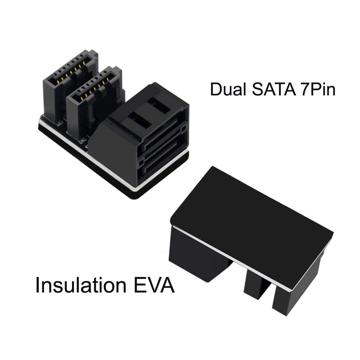 Xiwai Sata 7Pin Female To 7Pin Male Vertical 90 Degree Angled Adapter Dual Port Low Profile For Desktops Ssd Hdd Mainboard Mothe