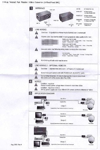 Evertech 4 Pairs (8 Pcs) Passive Video Balun With Power Bnc To Rj45 Converter Cable Video Audio Power Transmitter Via Cat5E/Cat6
