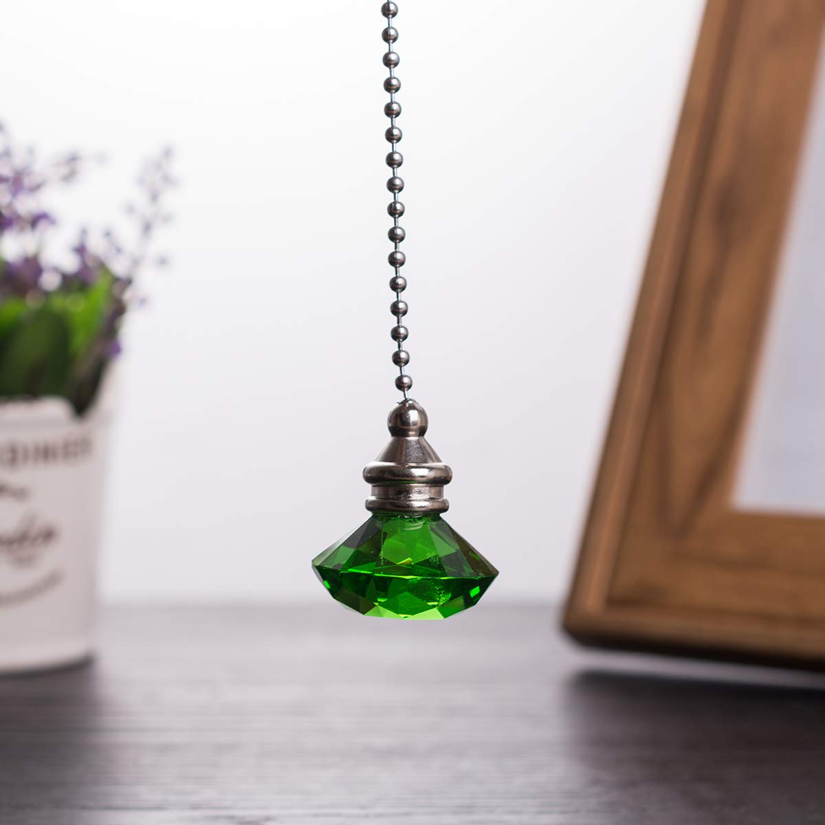 Longsheng Ceiling Fan Pull Chain Set   2 Pieces Green Diamond Fan Pull Chains 20 Inch Ceiling Fan Chain Extender With Chain Conn