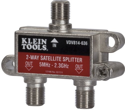 Klein Tools VDV814-636 Coax Splitter - Satellite, 2-Way, 5MHz - 2.3GHz