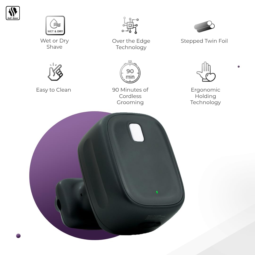 Skull Shaver One Lion Silver Pro   Precision Shaving For Men |Pristine Gift| Japanese Stainless Steel Foils | Wet/Dry Shave | Co