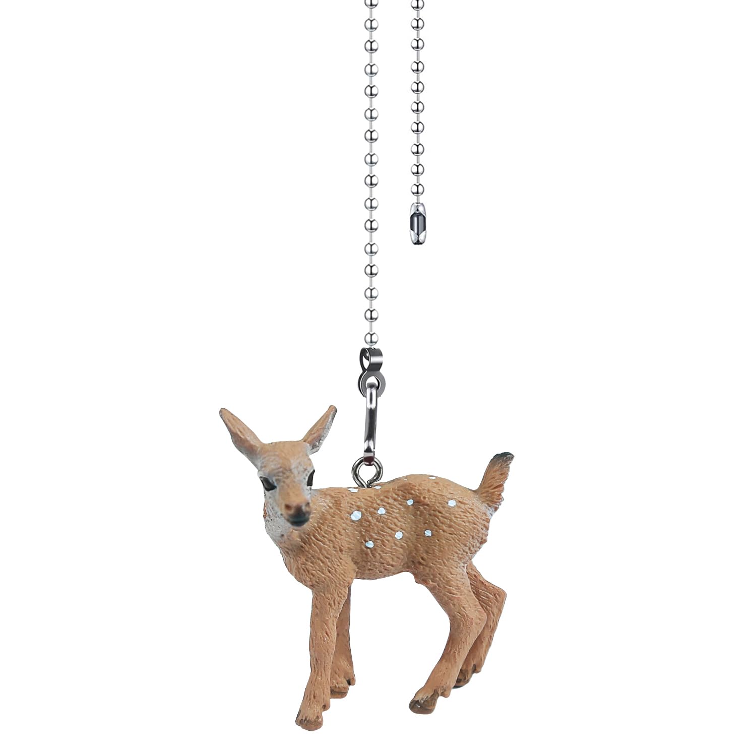 Dotlite Deer Ceiling Fan Pull Chain,12In Cute Fawn Christmas Fan String Pulls Charm Extension Decorative,3Mm Diameter Beaded Fan