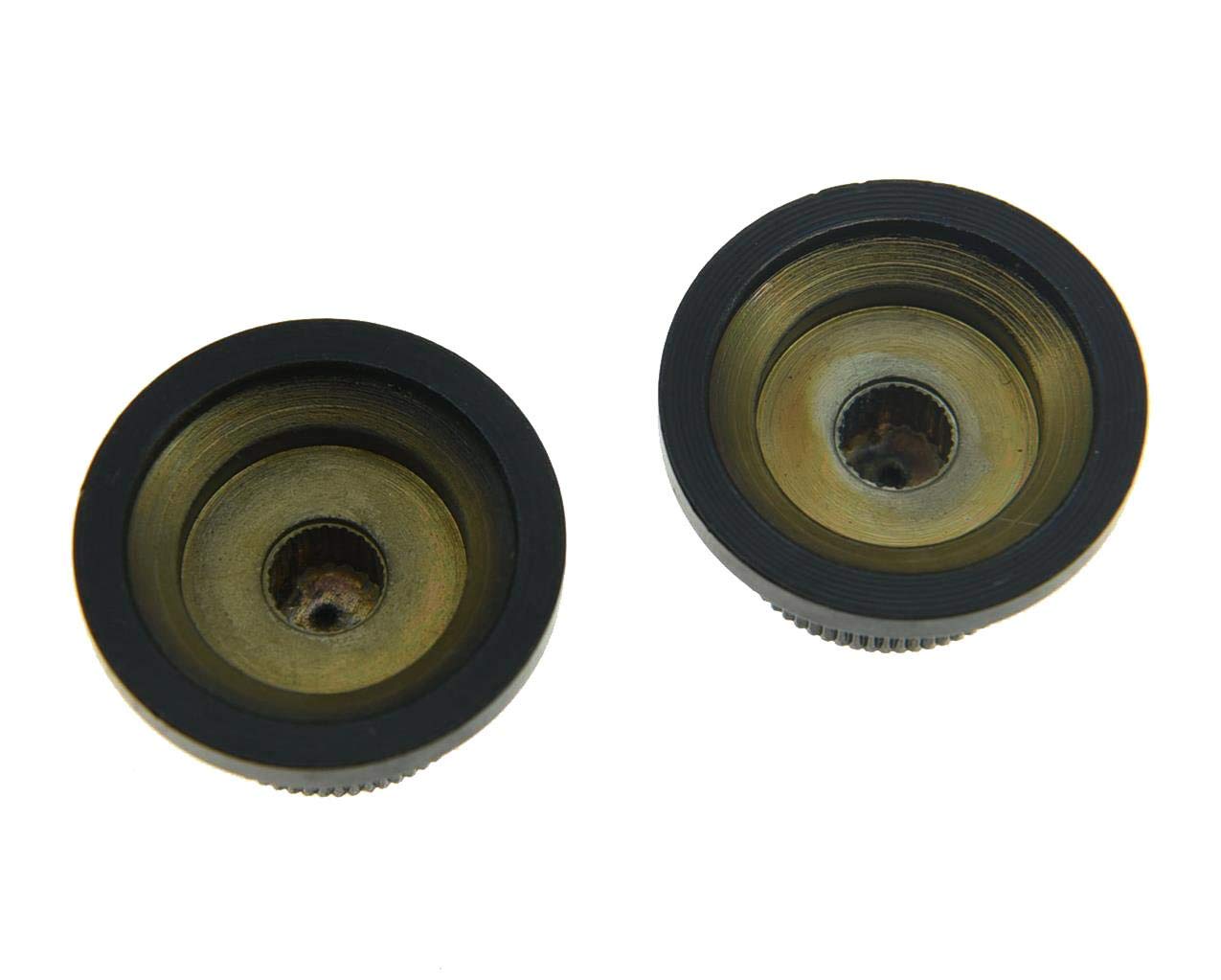 Kaish 2Pcs Black Metal Bell Knobs Push On Guitar Bass Top Hat Knob For 5.8Mm Split Shafts