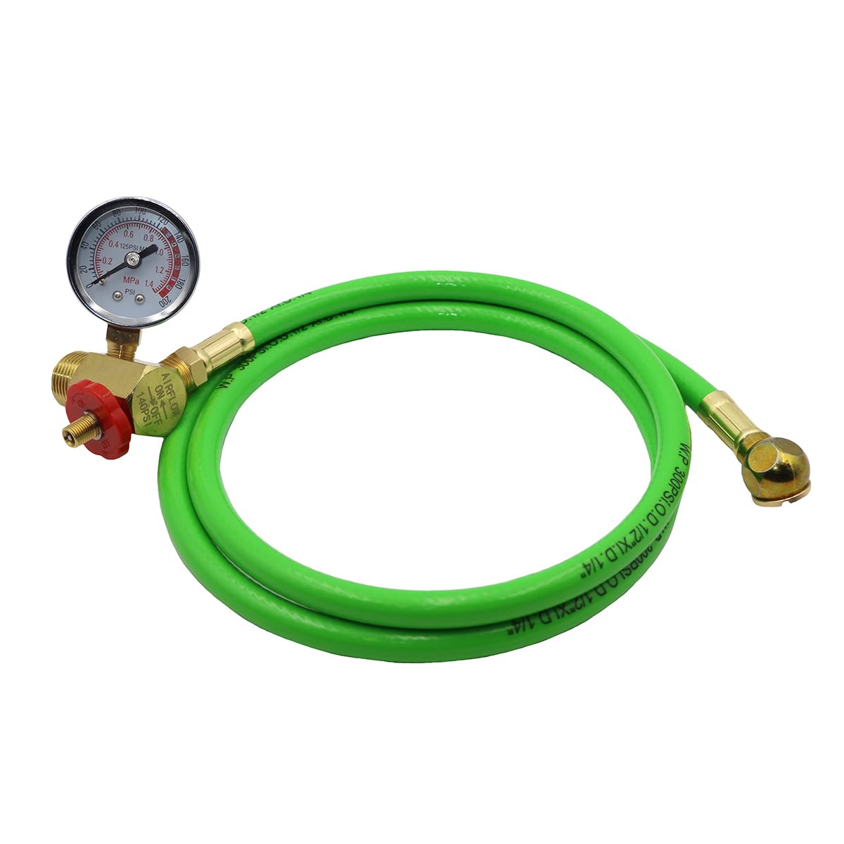 Grip Air Tank Assembly Kit  4 Ft Air Hose With 1/4inch Npt Tire Chuck, Brass Manifold, 0200 Psi Gauge  Safety Bypass Valve  Man