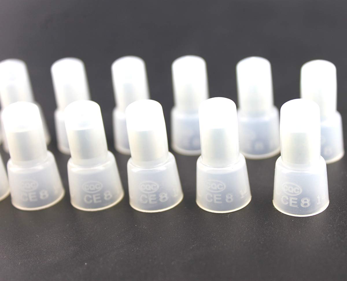 Rextin 100Pcs Ce8 Closed End Wire Crimp Connectors Protective Wire Crimp Cap Wire Connectors Terminals (Ce8)